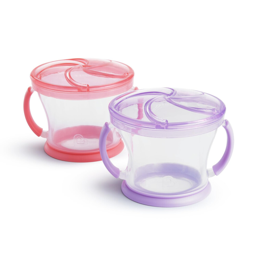 2 Piece Snack Catchers | Toddler Snack Box & Baby Weaning Pot | Holder & Food Storage Containers | Bpa Free Food Pot With Handles | No Spill Munchkin