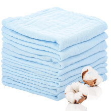 Lanjue 8 Pack Muslin Cloths for Baby, 6 Layers Cotton, 12 x 12 In, Blue