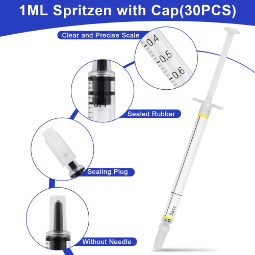 60 Pcs Colostrum Collection Kit 1ml Colostrum Syringes with Protective Cap 2