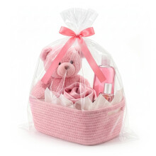 VIRETH HAUS Small Woven Basket with Gift Bag, Ribbon, Wrap Tissue Papers – Empty Gift Baskets to Fill for Valentines, Baby Shower, Easter, Christmas