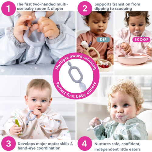 Bibado  Dippit Baby Spoon and Dipper Mint  Blue 2Pack  Soft Chewable D 2