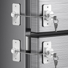 2 Pack Refrigerator Locks with Keys for Kids, Toddlers and Adults, Self Adhesive Child & Baby Proofing Fridge Latch for Fridge, Cabinets and Drawers,