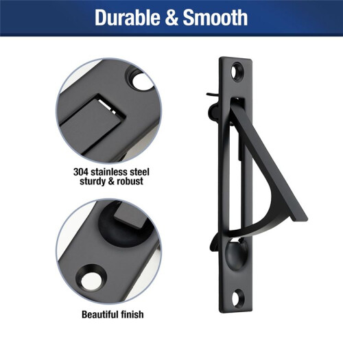 2 Pack Pocket Door Pull Solid Pocket Door Flush  Pull Pocket Door Handles in Matte Black 1