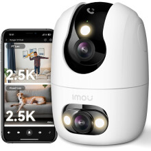 Imou Dual-Lens Indoor Camera 2.4/5GHz Wi-Fi, 2.5K Baby Monitor, Dog Pet Camera, 360 Blind-Spot-Free, Color Night Vision, Human/Pet/Crying Detection,