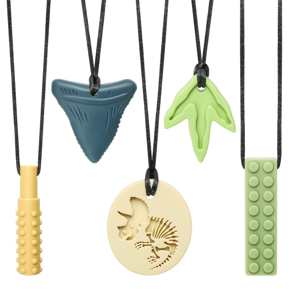 Cldy 5 Pcs Sensory Chew Necklace, Chew Toys For Autistic - Adhd - Biting Needs C