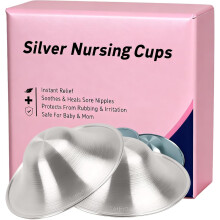Lethra 2Pcs Silver Nipple Shields for Breastfeeding, 925 Silver Nursing Cups Nickel Free, Silver Cups Breastfeeding for Nursing Newborns, Silver Nipp