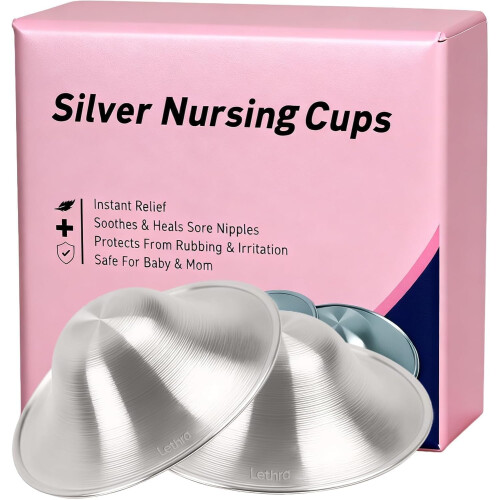 Lethra 2Pcs Silver Nipple Shields for Breastfeeding, 925 Silver