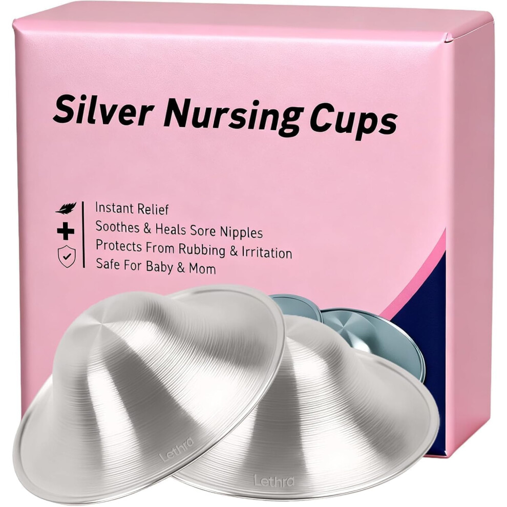 Lethra 2Pcs Silver Nipple Shields For Breastfeeding, 925 Silver Nursing Cups Nickel Free, Silver Cups Breastfeeding For Nursing Newborns, Silver Nipp