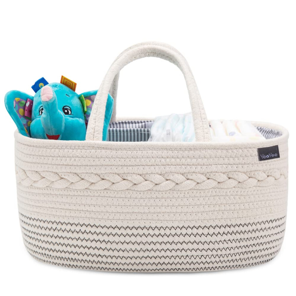 Yeayee Nappy Caddy,Baby Diaper Caddy Organiser, Portable Storage Basket With Cha