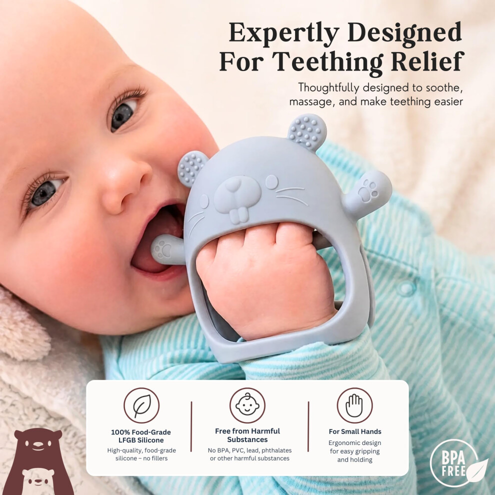 Infatot Teething Toys For Baby Gifts – Chipmunk Silicone Mitten Teeth