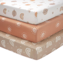 FIEMOL Cot Bed Sheets 140 x 70cm Fitted, 3 Pack Baby Cot Sheets,
