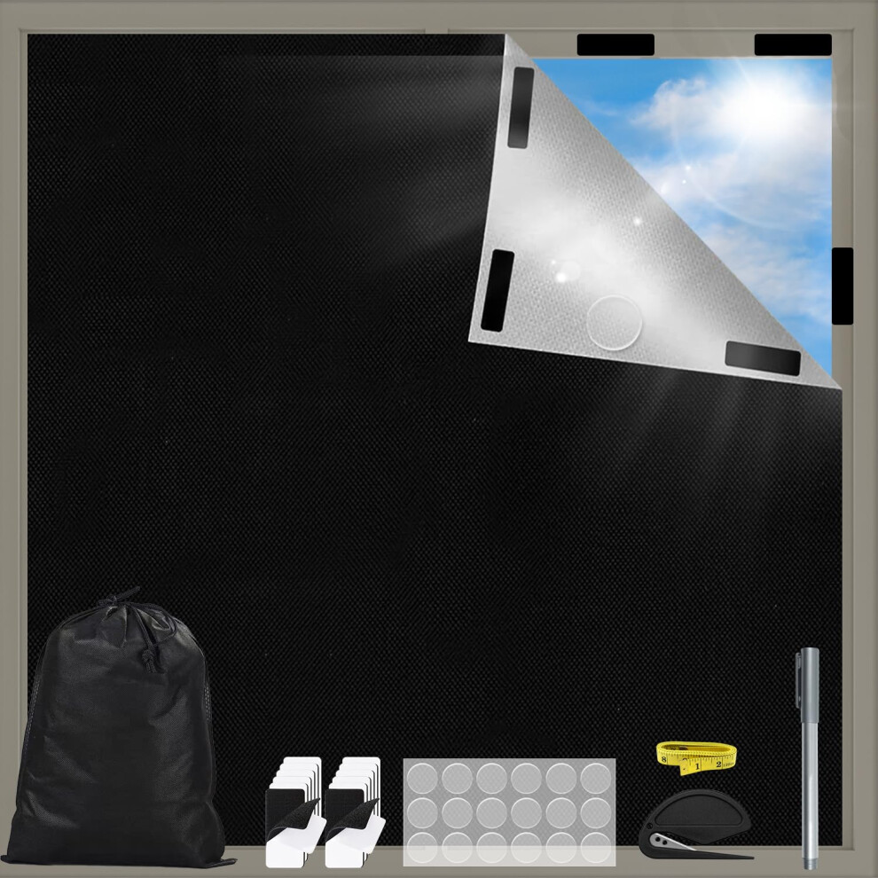 Lachesis Blackout Blind Stick On, Portable Black Out Blinds Stick On Windows With Nano Tapes, Temporary Blackout Blinds For Bedroom Nursery Loft Rv Car Travel