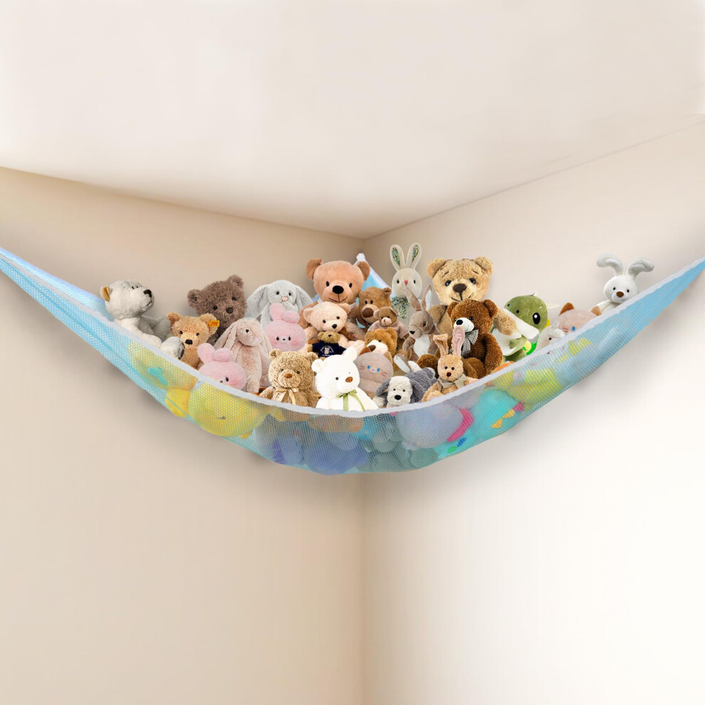 Stuffed Animal Net Hammock Corner Large Toy Storage Organizer Holder Plushies Stuffy Storage Hammock For Kids Baby Nursery Bedroom Playroom Ho Powkoo