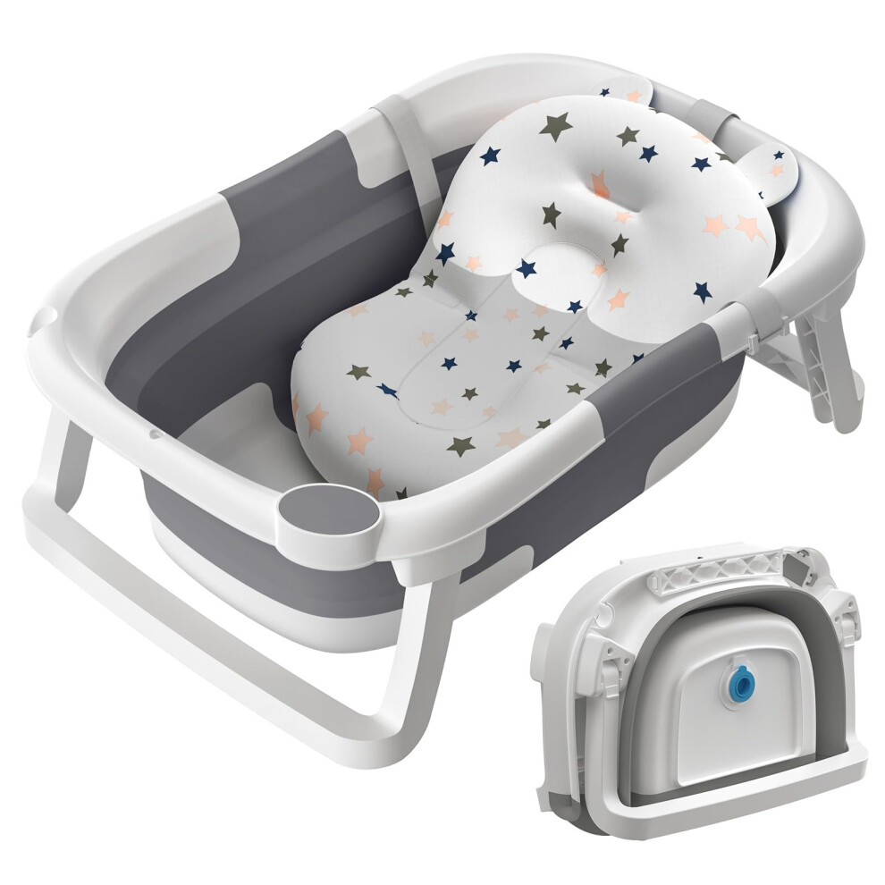 Sweetmirth Baby Bath Tub Foldable,Collapsible Newborn Bathtub Essentials With Bath Support