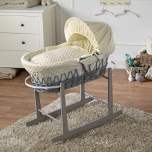 For Your Little One Wicker Moses Basket with Rocking Stand, 83 x 49 cm, Hand-wov
