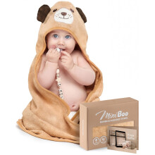 MINIBOO Premium Bamboo Baby Towel with Hood - Super Soft and Absorbent Hooded Baby Towel for Newborn, Infant and Toddler - Hypoallergenic Baby Bath T