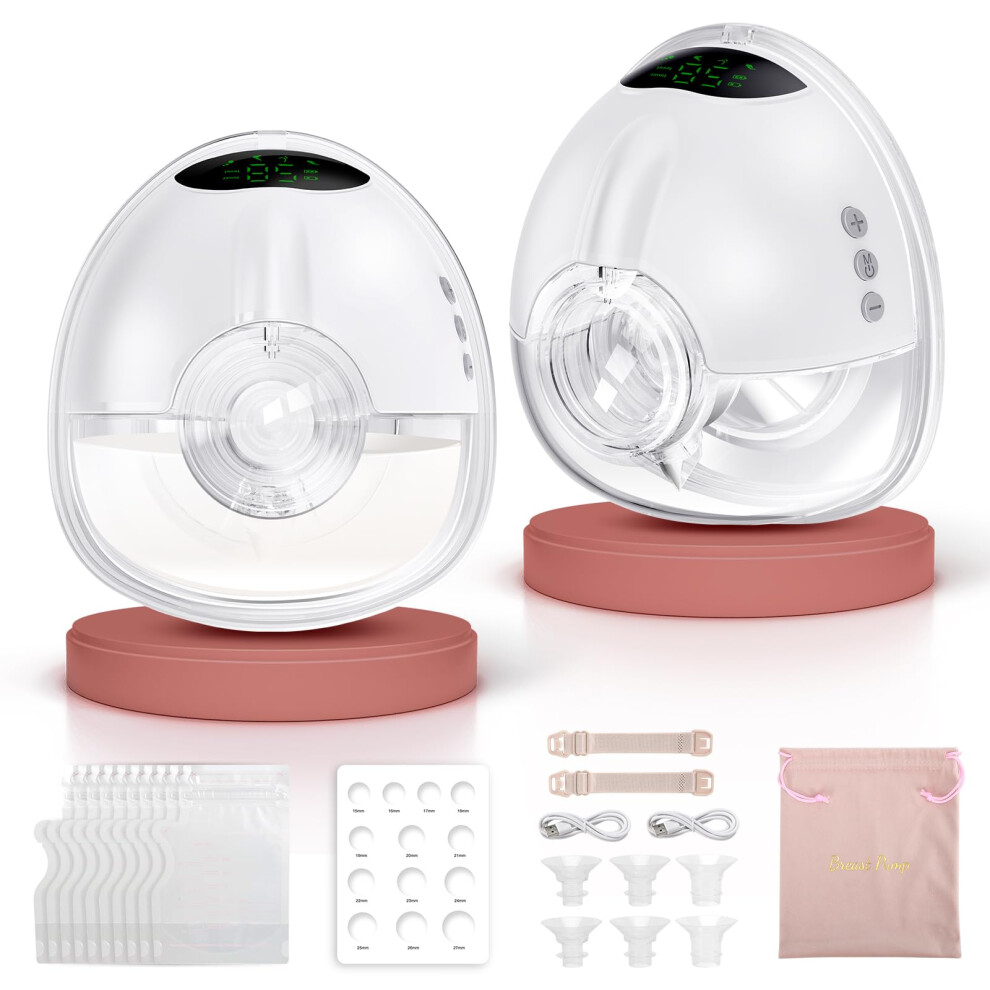 Baemee Electric Breast Pump Hands Free, Wearable Breast Pump With 4 Modes 9 Levels Strong Suction, Low Noise, Portable Breastfeeding Pump With 17/19