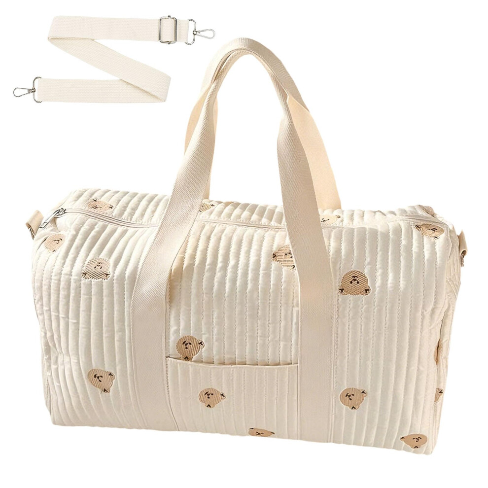 Xygobla Embroidery Changing Bag Tote, Large Capacity Stylish Cotton Mommy Bag Hospital Maternity Tote Handbag, Portable Travel Bag Multifunction Napp