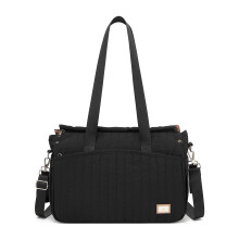Miss Lulu Baby Nappy Changing Bags Tote Bag Waterproof Nylon Mummy Bag for Mom and Dad, Handhold Pram Bag Shoulder Changing Diaper Bag (Black)
