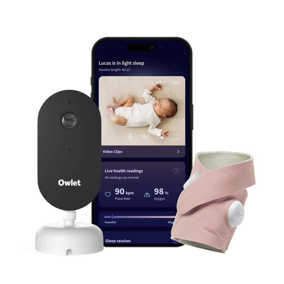 Owlet Dream Duo (3Rd Gen) – Medically-Certified Smart Baby Monitor With Sock & Hd Video Cam, Tracks Pulse Rate, Oxygen & Sleep, 2K Hd Video, Cry & M
