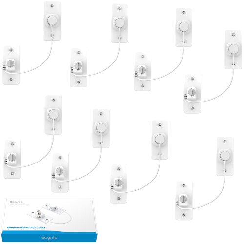 eSynic 8 Pack Window Restrictors for Upvc No Drilling Support 2 Fixing Ways