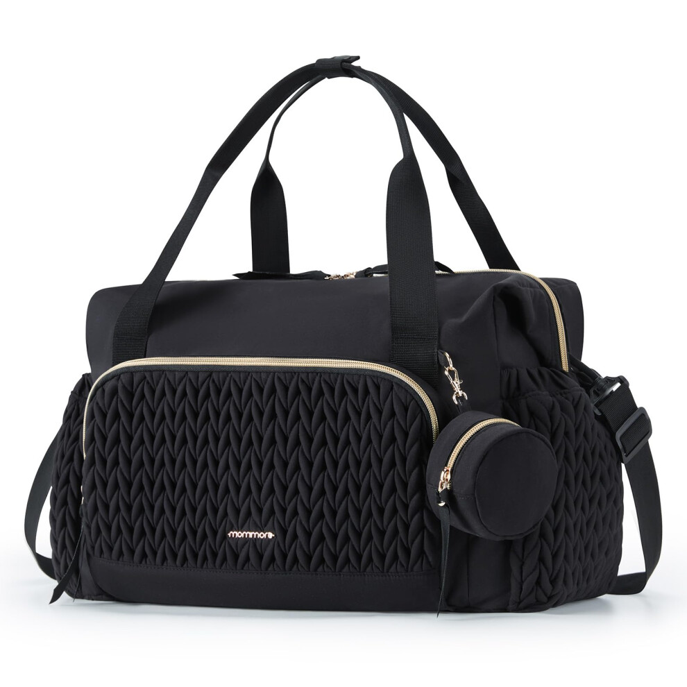 Mommore Baby Changing Bag, Large Capacity Nappy Bag Diaper Tote For Mom With Foldable Changing Mat And Pacifier Case, Hospital Maternity Handbag