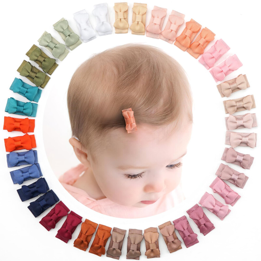 Joyoyo 40 Pcs Baby Hair Clips Mini Snap Clips Pastel Colors Hair Bows For Baby Girls Non-Slip Safe Clips, Small Size 1.1 Inch Especially Fit For Newb