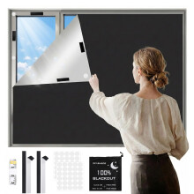 Blackout Blind 300 x 145 CM, Portable 100% Blackout Blind Curtain For Window - No Drill Stick On For Windows Cut any Size Shape, For Bedroom Nursery,