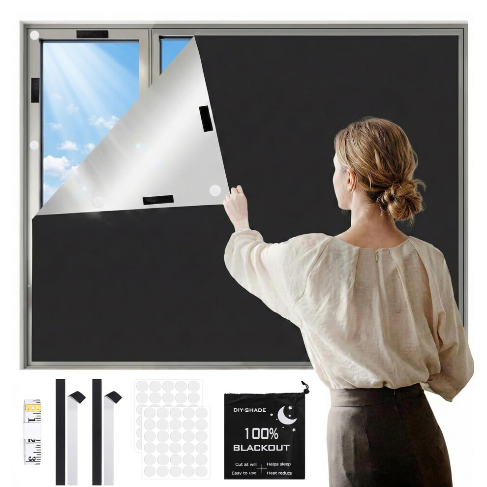 Vortihive Blackout Blind 300 X 145 Cm, Portable 100% Blackout Blind Curtain For Window - No Drill Stick On For Windows Cut Any Size Shape, For Bedroom Nursery,