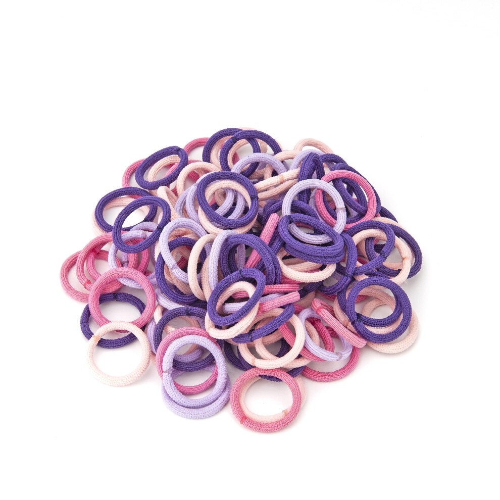 Dtxlx 100 Pcs Elastic Hair Ties, Mini Colorful Hair Bobbles For Girlsï¼Ponytail Holders Baby Hair Bandsï¼10 Colors Toddler Hair Bands (Gradient Purple)