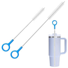 Straw Cleaner Brush, 10 & 12 Inch Extra Long Metal Scrubber for Reusable Straws Cleaning, Stanley Cup Brush Kit with Hanging Loop