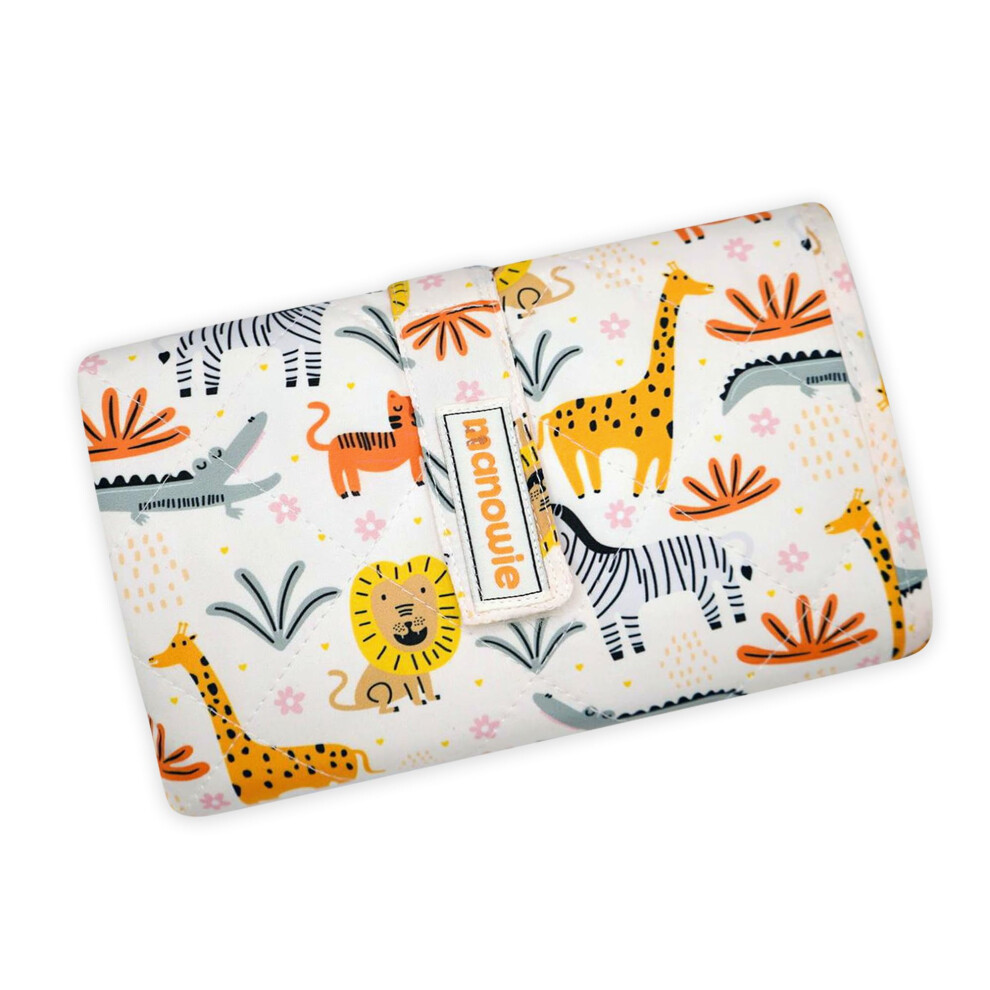 Portable Baby Changing Mat – Foldable Waterproof Travel Mat For Newborns | Compact Changing Bag | Pram & Nappy Bag | Safari Animals Manowie