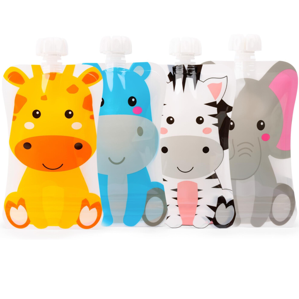 Reusable Baby Food Pouches [4 Pack] – Reusable Food Pouches For Baby Puree, Yogurt & Smoothies – Reusable Baby Food Pouches With Fun An Homybaby