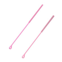 2-Pack Flexible Silicone Straw Cleaning Brushes with Steel Core, Extra Long Bristles for Straight & Curved Straws, 9.45in Length (Pink)