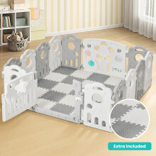 Baby Playpen with Foam Mat  Activity Toys 10 Panel Plastic Play Pen fo