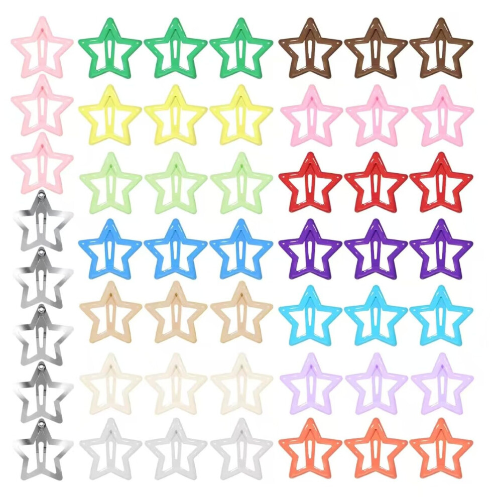 Kdrnxval 50Pcs Star Hair Clips For Girls, Non-Slip Colorful Snap Hair Barrettes, Kawaii Star Hairpins, Cute Metal Hair Accessories For Women & Girls