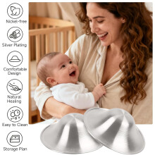 Lethra 2Pcs Silver Nipple Shields for Breastfeeding 925 Silver Nursing