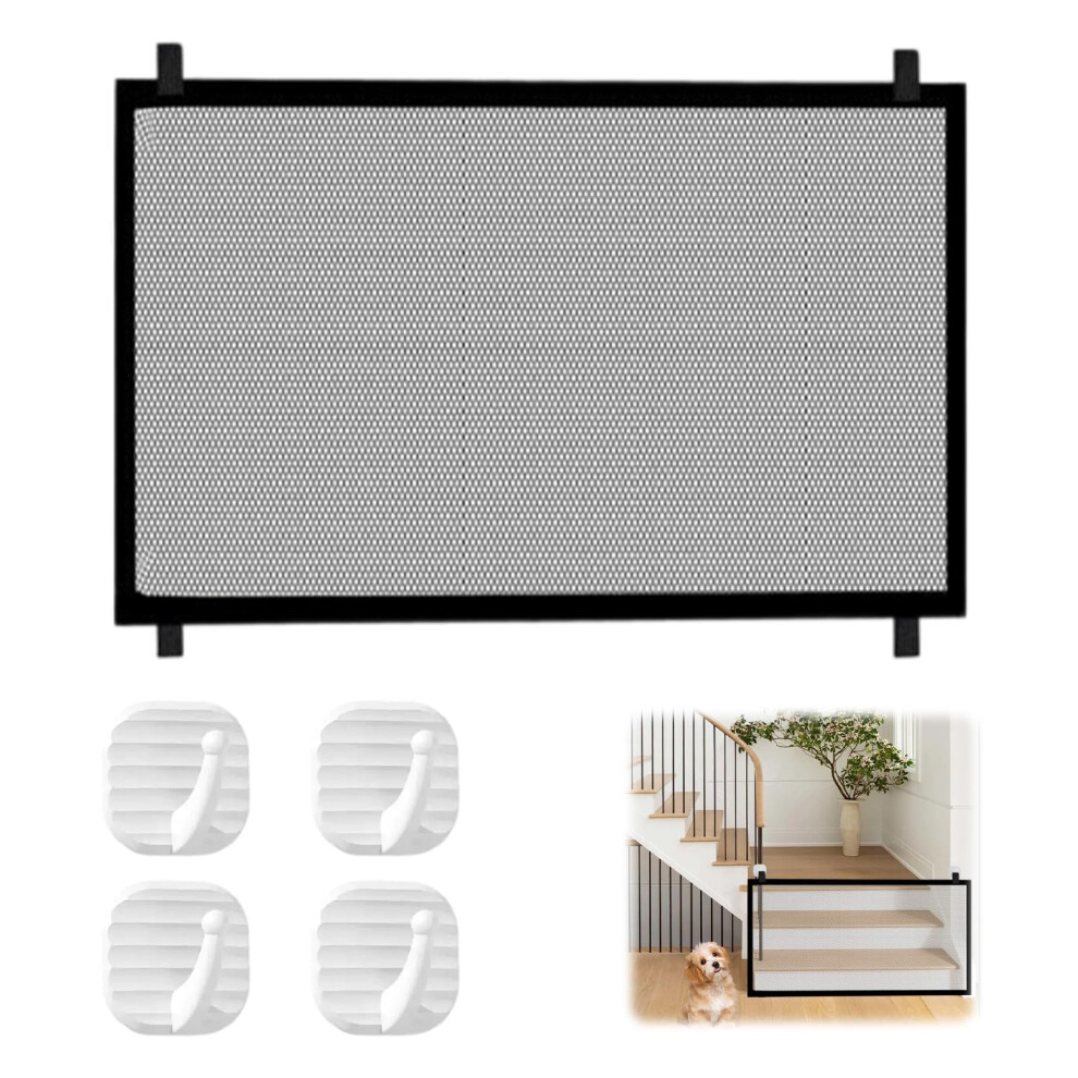 Mesh Stair Gate, 110X72cm Retractable Baby Gate, Stair Gates For Baby And Pets, Adjustable And Extendable Dog Gate, Safety Gate For Smooth Surfaces, Ucfalfo
