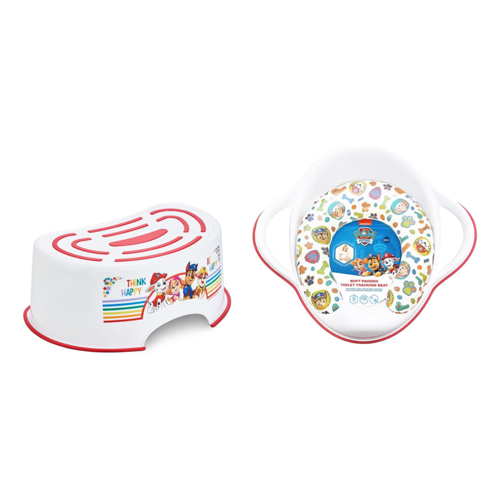 Paw Patrol Step Stool, Potty Training Toilet Seat, Plus Padded Seat,Lightweight, Detachable Cushion, Anti-Stick Portable Seat 18M+ Toddler
