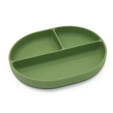 Silicone Suction Plate for Babies and Toddlers - Non-Slip Design with Suction Base, Oval Plate for Weaning and Highchair Use - BPA-Free, Hypoallergen