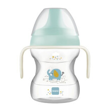 MAM Learn to Drink Cup | 190 ml Toddler Drink Cup Glow-in-The-Dark Bottle Handles | for Baby Feeding and Learning to Drink | Blue (Various Designs)