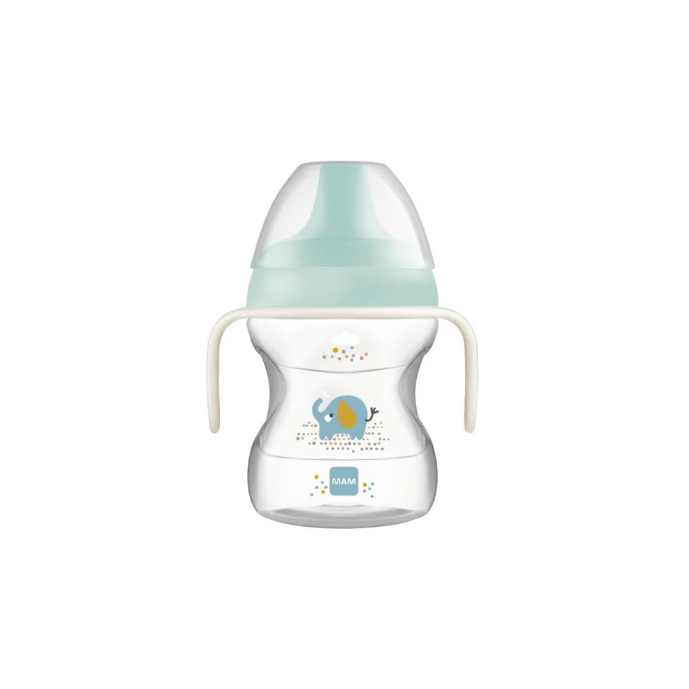 Mam Learn To Drink Cup | 190 Ml Toddler Drink Cup Glow-In-The-Dark Bottle Handles | For Baby Feeding And Learning To Drink | Blue (Various Designs)