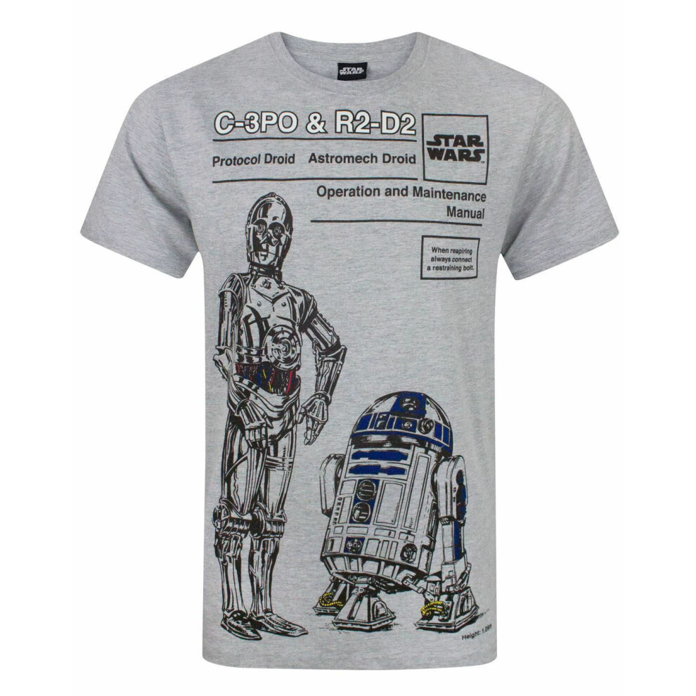 Star Wars (Small) Short Sleeved T-Shirt (Mens ) Grey
