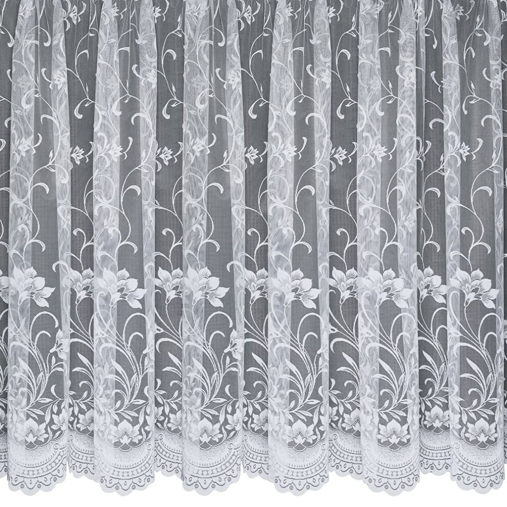 Ella – A Stunningly Beautiful Floral Net Curtain – Sold By The Metre. (152Cm Drop / 60 Inch Drop) Silverthorn Soft Furnishings