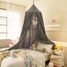 ZIQINPSQ Bed Canopy for Girls with Ruffled,Princess Round Dome Children Dreamy Mosquito Net Girls Room Decor Castle Play Tent,Children Reading Nook C