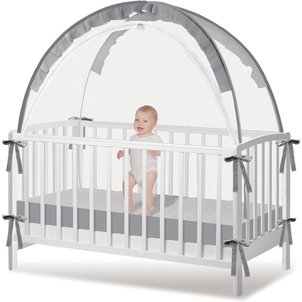 Hb.ye Foldable Mosquito Net For Baby Bed, Slats, Child, Nursery, Nursery Tent, With Carrying Bag, Grey, 70Cm X 140Cm