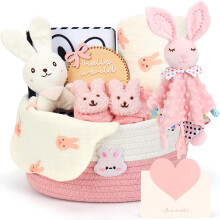 Baby Girl Gift Basket, Newborn Hamper Set with New Baby Essentials