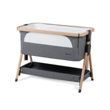 Silver Cross - Lunar Bedside Crib with Travel Bag - Next to me Crib - Birth to Approx. 6 months (9kg) - Drop Down Panel For Safe Side by Side Sleepin