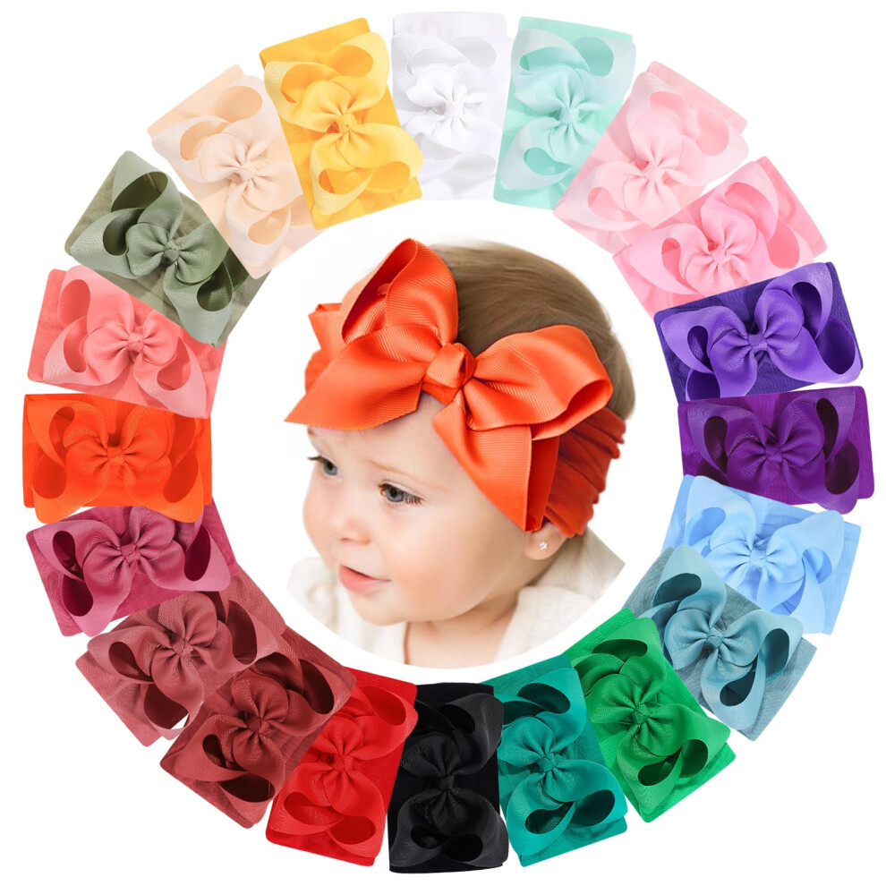 Dooboi 20Pcs Baby Headbands Bows Girls Headbands Elastic Nylon Hairbands Hair Accessori