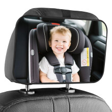 Vicloon Baby Car Mirror, Anti-dropout Baby Mirror for Back Seat Safest, Newborn Essentials, Shatterproof, Adjustable to Fit All Rear Car Seats, Black
